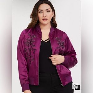 Torrid purple embroidered bomber jacket